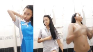 マレーシアの小娘が制服を脱いで自慰行為をする